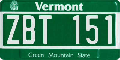 VT license plate ZBT151