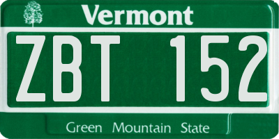 VT license plate ZBT152