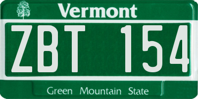 VT license plate ZBT154