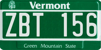 VT license plate ZBT156