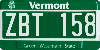 VT license plate ZBT158