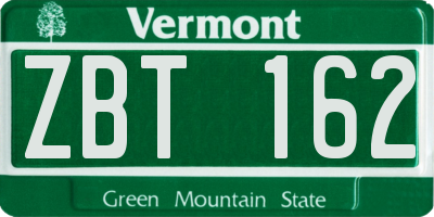 VT license plate ZBT162