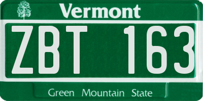 VT license plate ZBT163
