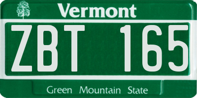 VT license plate ZBT165