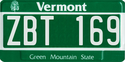 VT license plate ZBT169