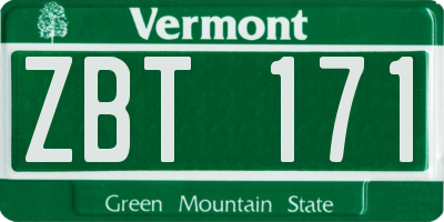 VT license plate ZBT171