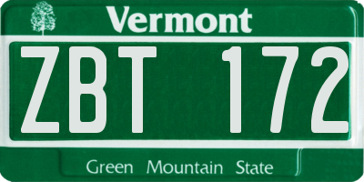 VT license plate ZBT172