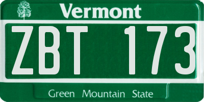 VT license plate ZBT173