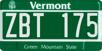 VT license plate ZBT175