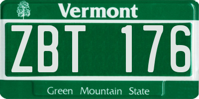 VT license plate ZBT176