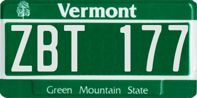 VT license plate ZBT177