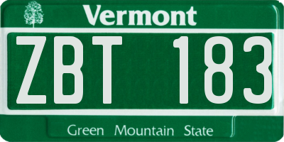 VT license plate ZBT183