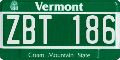 VT license plate ZBT186