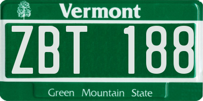 VT license plate ZBT188
