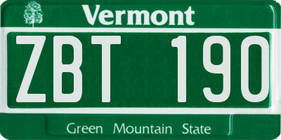 VT license plate ZBT190