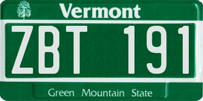 VT license plate ZBT191