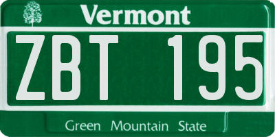 VT license plate ZBT195