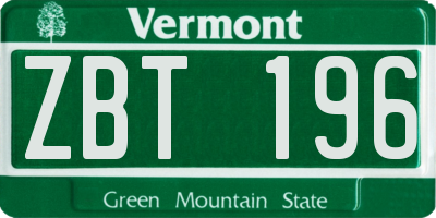 VT license plate ZBT196