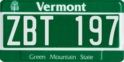 VT license plate ZBT197