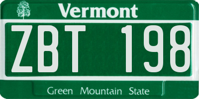 VT license plate ZBT198