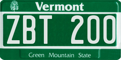VT license plate ZBT200