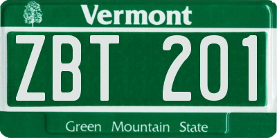 VT license plate ZBT201
