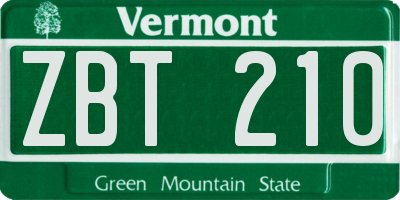 VT license plate ZBT210