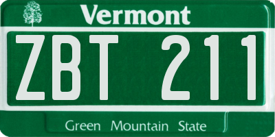 VT license plate ZBT211