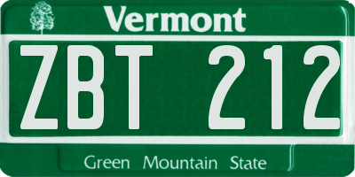 VT license plate ZBT212