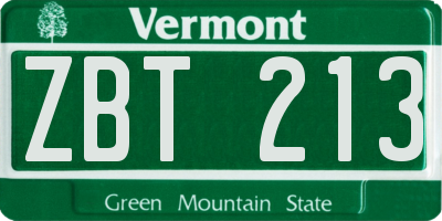 VT license plate ZBT213