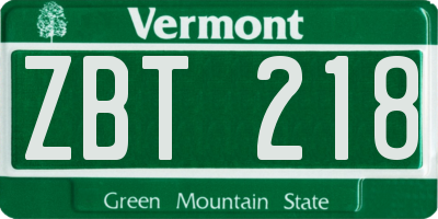 VT license plate ZBT218