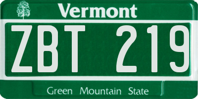 VT license plate ZBT219