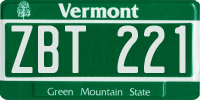 VT license plate ZBT221