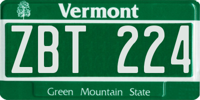 VT license plate ZBT224