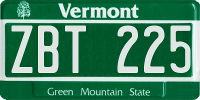 VT license plate ZBT225