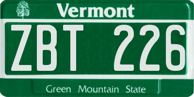 VT license plate ZBT226