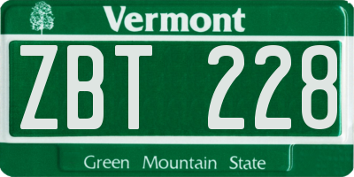 VT license plate ZBT228