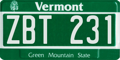 VT license plate ZBT231