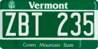 VT license plate ZBT235