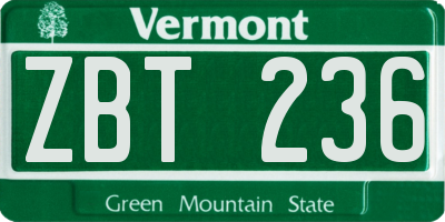 VT license plate ZBT236