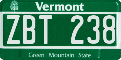 VT license plate ZBT238