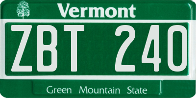 VT license plate ZBT240