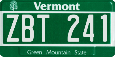 VT license plate ZBT241