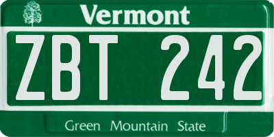 VT license plate ZBT242