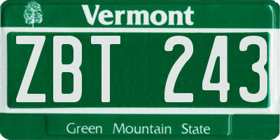 VT license plate ZBT243
