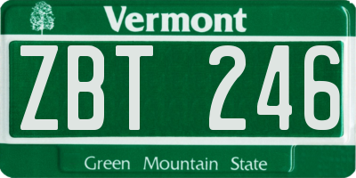 VT license plate ZBT246