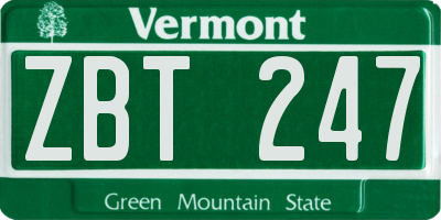 VT license plate ZBT247