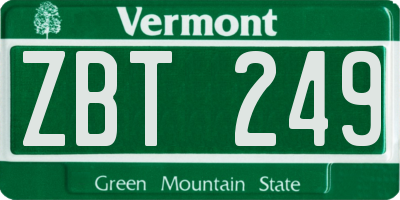 VT license plate ZBT249