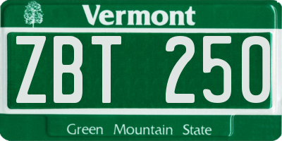 VT license plate ZBT250