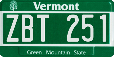 VT license plate ZBT251